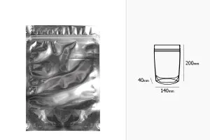 Σακουλάκια τύπου Doy Pack 140x40x200 mm αλουμινίου πίσω πλευρά, διάφανο μπροστά με κλείσιμο "zip" και δυνατότητα σφράγισης με θερμοκόλληση - 100 τμχ-2