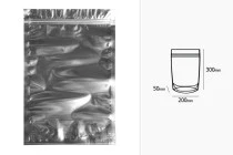 Σακουλάκια τύπου Doy Pack 200x50x300 mm αλουμινίου πίσω πλευρά, διάφανο μπροστά με κλείσιμο "zip" και δυνατότητα σφράγισης με θερμοκόλληση - 100 τμχ