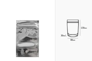 Σακουλάκια τύπου Doy Pack 80x30x130 mm αλουμινίου πίσω πλευρά, διάφανο μπροστά με κλείσιμο "zip" και δυνατότητα σφράγισης με θερμοκόλληση - 100 τμχ-2