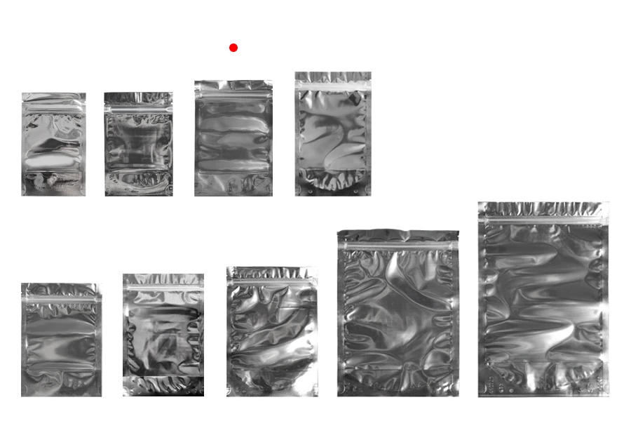 Σακουλάκια τύπου Doy Pack 100x30x150 mm αλουμινίου πίσω πλευρά, διάφανο μπροστά με κλείσιμο "zip" και δυνατότητα σφράγισης με θερμοκόλληση - 100 τμχ