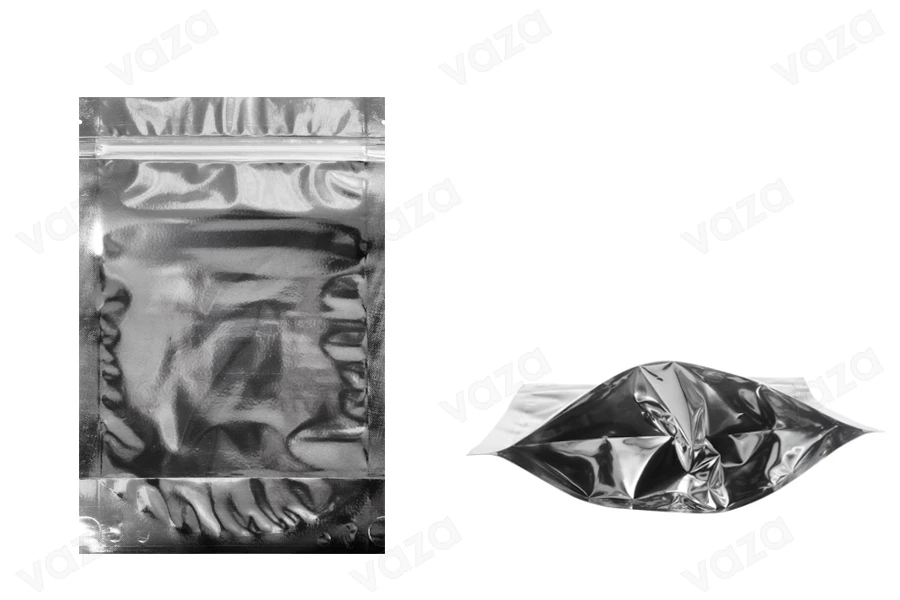 Σακουλάκια τύπου Doy Pack 160x40x240 mm αλουμινίου πίσω πλευρά, διάφανο μπροστά με κλείσιμο "zip" και δυνατότητα σφράγισης με θερμοκόλληση - 100 τμχ Σακουλάκια τύπου Doy Pack 160x40x240 mm αλουμινίου πίσω πλευρά, διάφανο μπροστά με κλείσιμο "zip" και δυνατότητα σφράγισης με θερμοκόλληση - 100 τμχ-εικόνα_προϊοντική