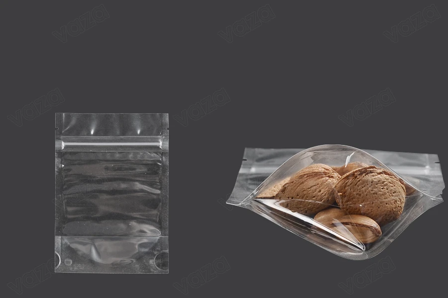 Σακουλάκια τύπου Doy Pack 90x30x130 mm διάφανα με κλείσιμο zip και δυνατότητα σφράγισης με θερμοκόλληση - 100 τμχ-εικόνα_προϊοντική