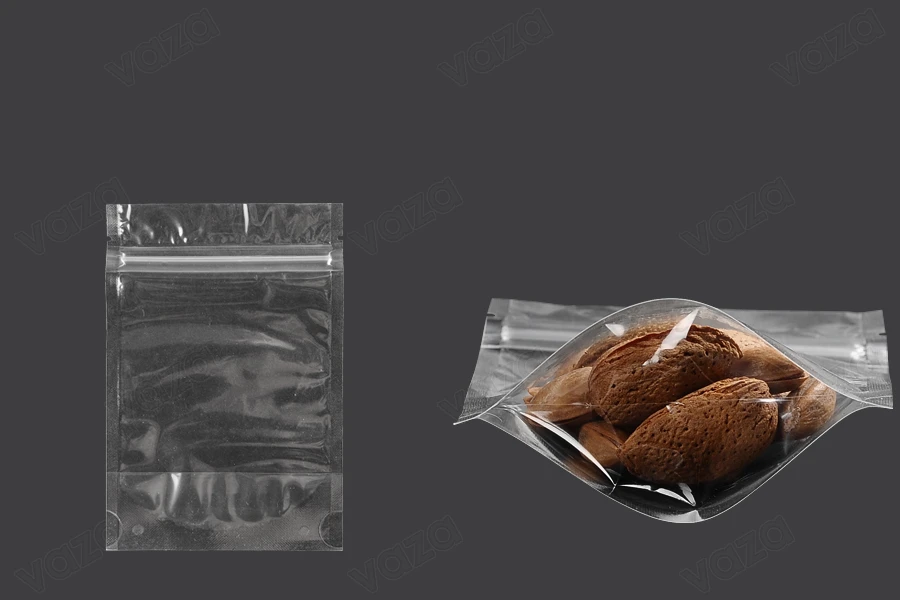 Σακουλάκια τύπου Doy Pack 100x30x150 mm διάφανα με κλείσιμο zip και δυνατότητα σφράγισης με θερμοκόλληση - 100 τμχ-εικόνα_προϊοντική