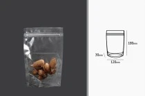Sacchetti tipo Doy Pack 120x30x180 mm trasparenti con chiusura a zip e possibilità di sigillare con termosaldatura – 100 pz