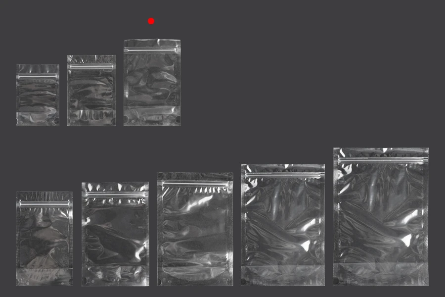 Sacchetti tipo Doy Pack 120x30x180 mm trasparenti con chiusura a zip e possibilità di sigillare con termosaldatura – 100 pz