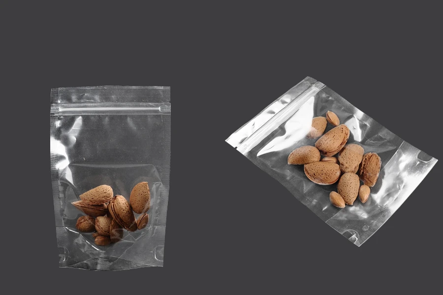 Sacchetti tipo Doy Pack 120x30x180 mm trasparenti con chiusura a zip e possibilità di sigillare con termosaldatura – 100 pz
