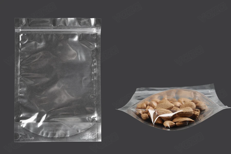 Sacchetti tipo Doy Pack 180x40x260 mm trasparenti con chiusura a zip e possibilità di sigillare con termosaldatura – 100 pz-immagine_prodotto