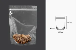 Sacchetti tipo Doy Pack 180x40x260 mm trasparenti con chiusura a zip e possibilità di sigillare con termosaldatura – 100 pz-2