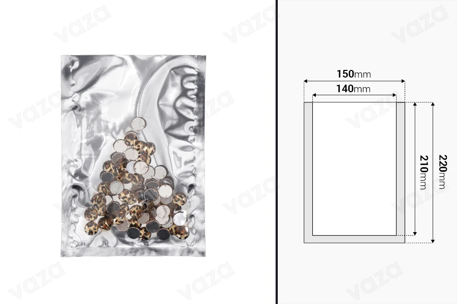 Sacs en aluminium 150 x 220 mm avec possibilité de thermoscellage - 100 pièces Sacs en aluminium 150 x 220 mm avec possibilité de thermoscellage - 100 pièces-photo_dimensions