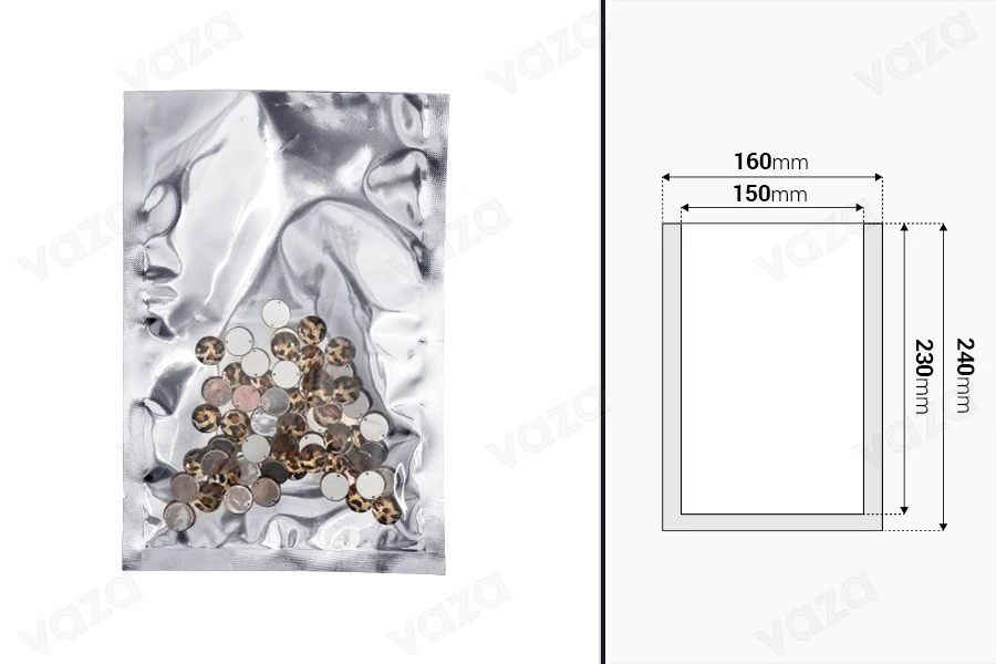 Bustine in alluminio 160x240 mm con possibilità di termosaldatura - 100 pz-εικόνα_διαστάσεις