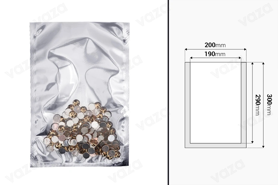 Σακουλάκια αλουμινίου 200x300 mm με δυνατότητα σφράγισης με θερμοκόλληση - 100 τμχ Σακουλάκια αλουμινίου 200x300 mm με δυνατότητα σφράγισης με θερμοκόλληση - 100 τμχ-εικόνα_διαστάσεις