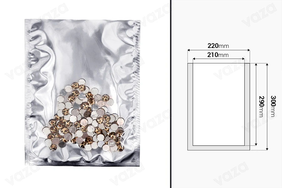 Σακουλάκια αλουμινίου 220x300 mm με δυνατότητα σφράγισης με θερμοκόλληση - 100 τμχ Σακουλάκια αλουμινίου 220x300 mm με δυνατότητα σφράγισης με θερμοκόλληση - 100 τμχ-εικόνα_διαστάσεις