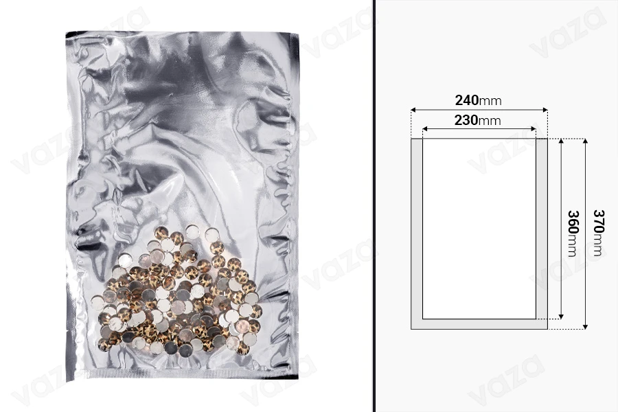 Σακουλάκια αλουμινίου 240x370 mm με δυνατότητα σφράγισης με θερμοκόλληση - 100 τμχ Σακουλάκια αλουμινίου 240x370 mm με δυνατότητα σφράγισης με θερμοκόλληση - 100 τμχ-εικόνα_διαστάσεις