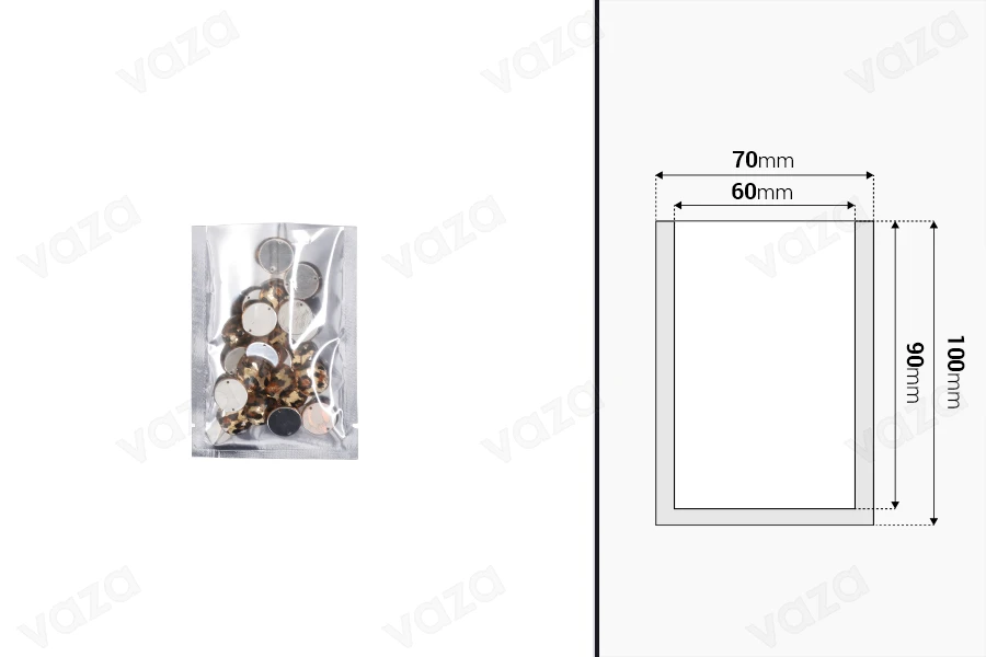 Σακουλάκια αλουμινίου 70x100 mm με δυνατότητα σφράγισης με θερμοκόλληση - 100 τμχ Σακουλάκια αλουμινίου 70x100 mm με δυνατότητα σφράγισης με θερμοκόλληση - 100 τμχ-εικόνα_διαστάσεις