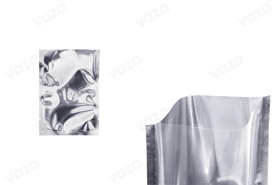 Σακουλάκια αλουμινίου 90x130 mm με δυνατότητα σφράγισης με θερμοκόλληση - 100 τμχ-εικόνα_προϊοντική