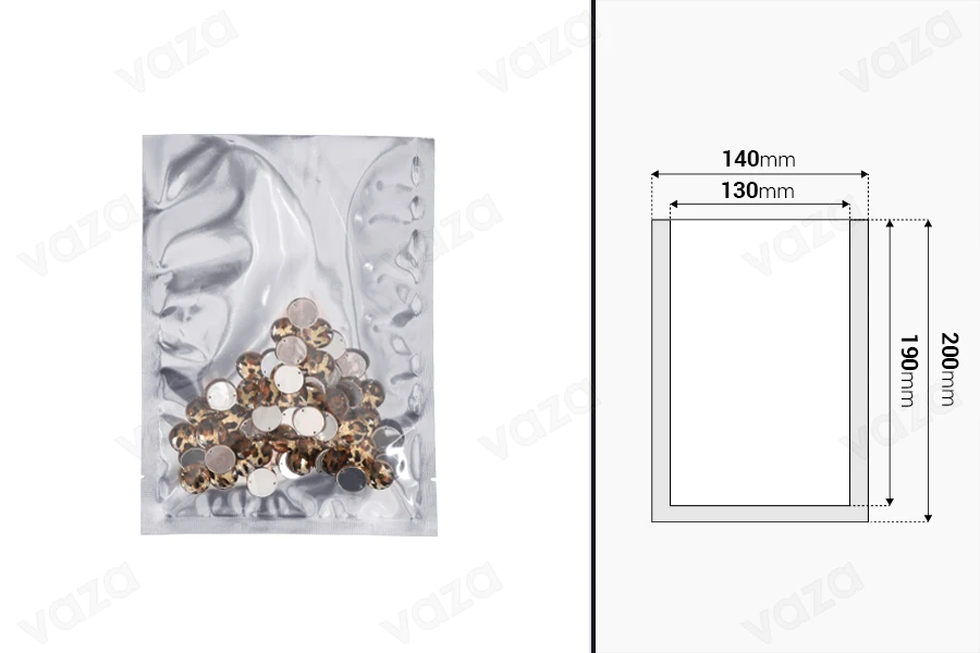 Bustine in alluminio 140x200 mm con possibilità di termosaldatura - 100 pz Bustine in alluminio 140x200 mm con possibilità di termosaldatura - 100 pz-dimensioni_immagine