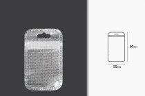 Sachets avec fermeture éclair 55 x 90 mm, dos argenté non tissé, face transparente et eurohole - 100 pcs Sachets avec fermeture éclair 55 x 90 mm, dos argenté non tissé, face transparente et eurohole - 100 pcs