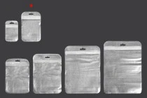 Σακουλάκια με κλείσιμο zip 85x130 mm, non woven ασημί πίσω όψη, διάφανο μπροστά και τρύπα eurohole - 100 τμχ