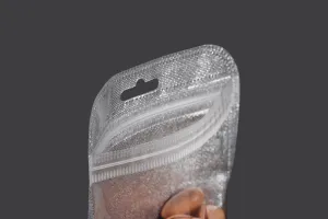 Non-woven zip lock bags with Eurohole, silver back side and transparent front side in size 105x150 mm - 100 pcs-6