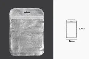 Non-woven zip lock bags with Eurohole, silver back side and transparent front side in size 122x170 mm - 100 pcs-2