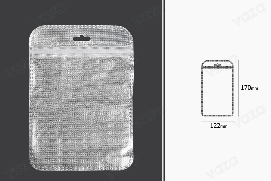 Σακουλάκια με κλείσιμο zip 122x170 mm, non woven ασημί πίσω όψη, διάφανο μπροστά και τρύπα eurohole - 100 τμχ Σακουλάκια με κλείσιμο zip 122x170 mm, non woven ασημί πίσω όψη, διάφανο μπροστά και τρύπα eurohole - 100 τμχ-εικόνα_διαστάσεις