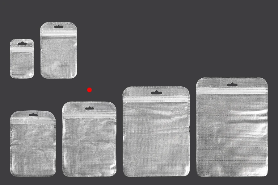 Σακουλάκια με κλείσιμο zip 122x170 mm, non woven ασημί πίσω όψη, διάφανο μπροστά και τρύπα eurohole - 100 τμχ