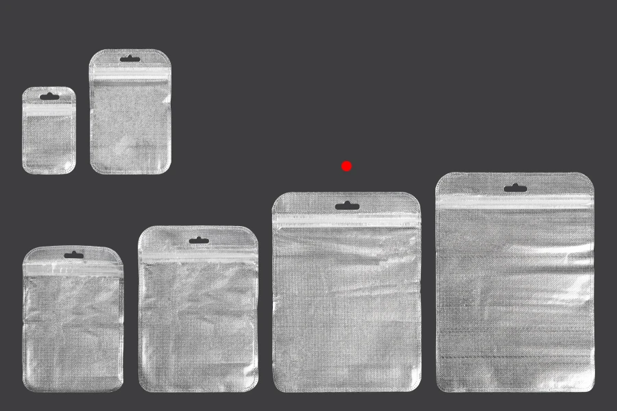 Non-woven zip lock bags with Eurohole, silver back side and transparent front side in size 150x200 mm - 100 pcs Non-woven zip lock bags with Eurohole, silver back side and transparent front side in size 150x200 mm - 100 pcs