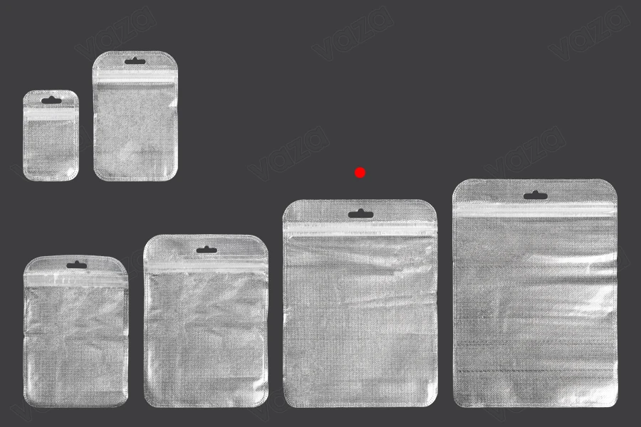 Non-woven zip lock bags with Eurohole, silver back side and transparent front side in size 150x200 mm - 100 pcs Non-woven zip lock bags with Eurohole, silver back side and transparent front side in size 150x200 mm - 100 pcs-image_group