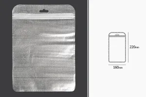 Non-woven zip lock bags with Eurohole, silver back side and transparent front side in size 160x220 mm - 100 pcs-2