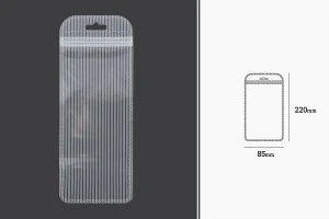 Σακουλάκια πλαστικά με κλείσιμο zip 85x220 mm ριγέ, διάφανα μπρος πίσω και τρύπα eurohole - 100 τμχ-2
