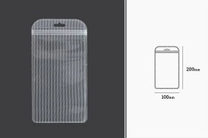 Both side transparent zip lock stripe bags with Eurohole in size 100x200 mm - 100 pcs-2