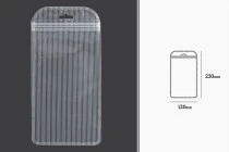 Plastikbeutel mit Reißverschluss 120x230 mm gestreift, transparente Vorder- und Rückseite und Euroloch - 100 Stk