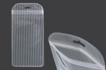 Plastikbeutel mit Reißverschluss 120x230 mm gestreift, transparente Vorder- und Rückseite und Euroloch - 100 Stk