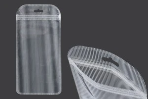 Both side transparent zip lock stripe bags with Eurohole in size 120x230 mm - 100 pcs-1