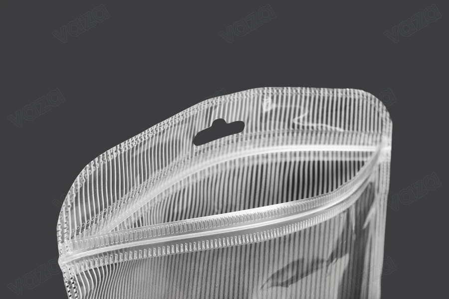 Σακουλάκια πλαστικά με κλείσιμο zip 122x170 mm ριγέ, διάφανα μπρος πίσω και τρύπα eurohole - 100 τμχ-εικόνα_σύνθεση