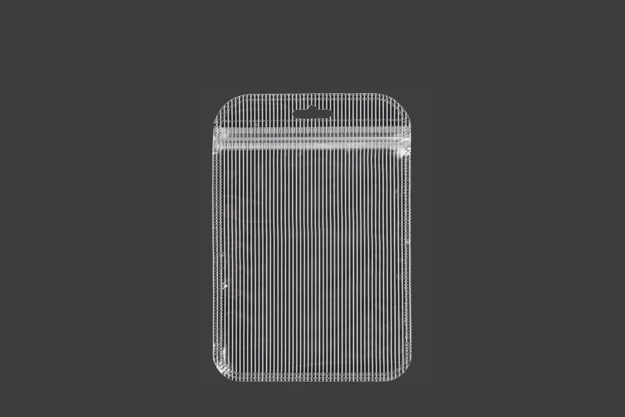 Σακουλάκια πλαστικά με κλείσιμο zip 105x150 mm ριγέ, διάφανα μπρος πίσω και τρύπα eurohole - 100 τμχ