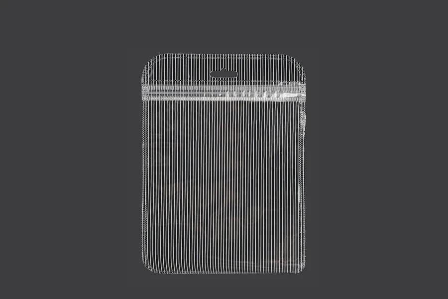 Σακουλάκια πλαστικά με κλείσιμο zip 122x170 mm ριγέ, διάφανα μπρος πίσω και τρύπα eurohole - 100 τμχ