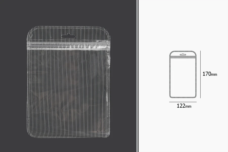 Σακουλάκια πλαστικά με κλείσιμο zip 122x170 mm ριγέ, διάφανα μπρος πίσω και τρύπα eurohole - 100 τμχ