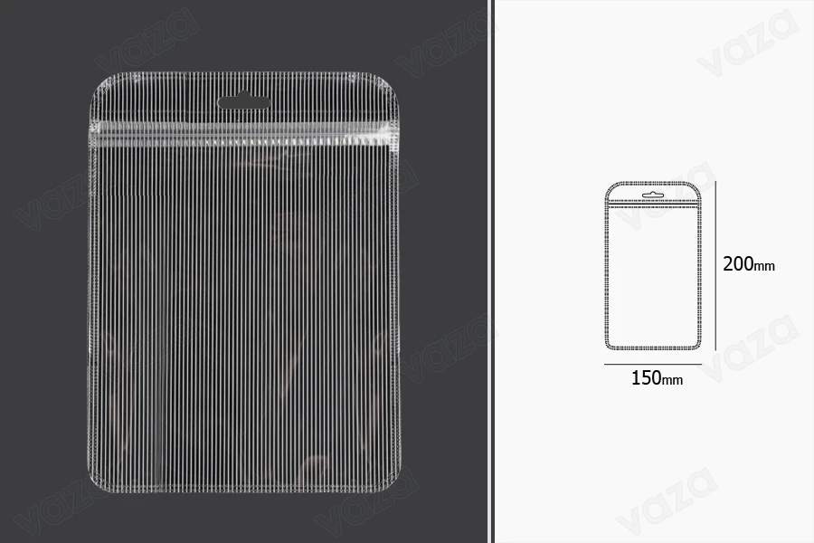 Σακουλάκια πλαστικά με κλείσιμο zip 150x200mm ριγέ, διάφανα μπρος πίσω και τρύπα eurohole - 100 τμχ-εικόνα_διαστάσεις