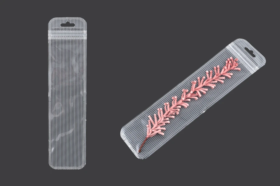 Σακουλάκια πλαστικά με κλείσιμο zip 55x220 mm ριγέ, διάφανα μπρος πίσω και τρύπα eurohole - 100 τμχ