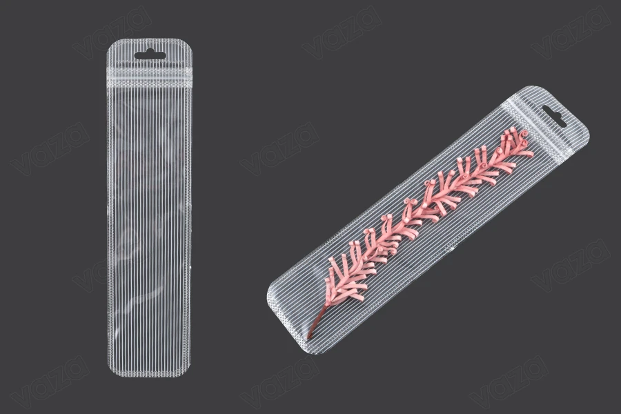Σακουλάκια πλαστικά με κλείσιμο zip 55x220 mm ριγέ, διάφανα μπρος πίσω και τρύπα eurohole - 100 τμχ-εικόνα_σύνθεση