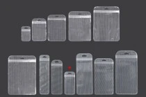 Σακουλάκια πλαστικά με κλείσιμο zip 60x130 mm ριγέ, διάφανα μπρος πίσω και τρύπα eurohole - 100 τμχ