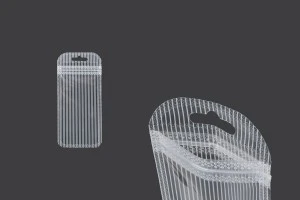 Plastikbeutel mit Reißverschluss 60x130 mm gestreift, transparente Vorder- und Rückseite und Loch Euroloch - 100 Stk-1