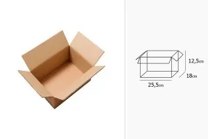 Carton aux dimensions 25,5 x 18 x 12,5 de couleur marron aux 3 feuilles - 20 pcs-2