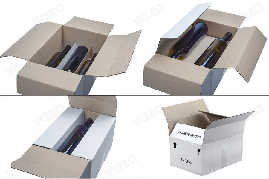 Karton 32x24x17 weiß 3-Blatt, für 6 Flaschen 700 ml oder 750ml - 25 Stück Karton 32x24x17 weiß 3-Blatt, für 6 Flaschen 700 ml oder 750ml - 25 Stück-εικόνα_σύνθεση
