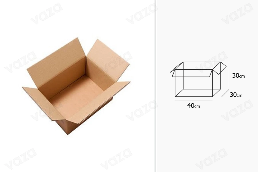 Χαρτοκιβώτιο 40x30x30 cm καφέ 5-φυλλο - 10 τμχ Χαρτοκιβώτιο 40x30x30 cm καφέ 5-φυλλο - 10 τμχ-εικόνα_διαστάσεις
