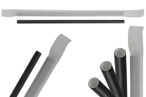 Paper straws, ecological 180x6 mm in black color - 100 pcs (individual packaging)-2