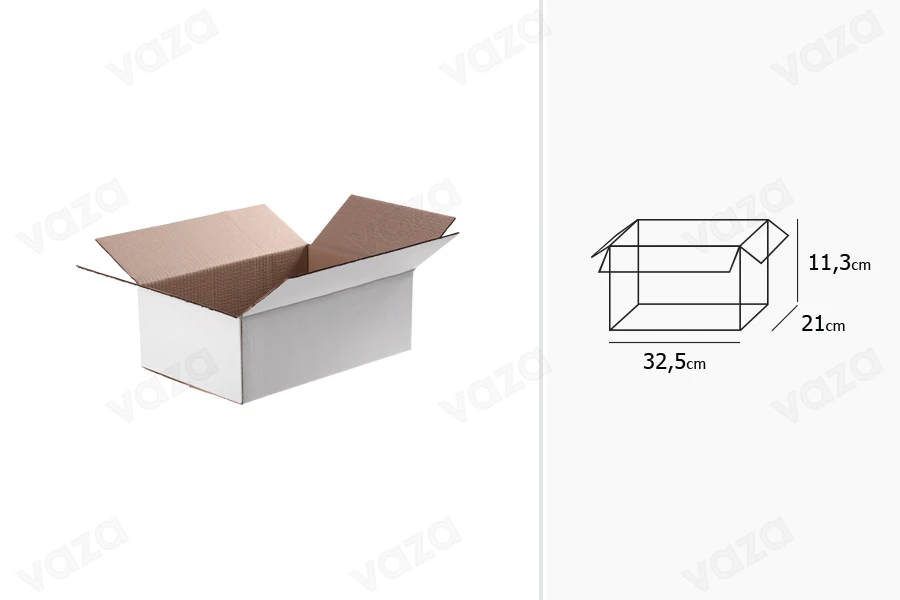 Kuti kartoni e bardhë me 3 fije 32,5x21x11,3 - 25 copë-εικόνα_διαστάσεις