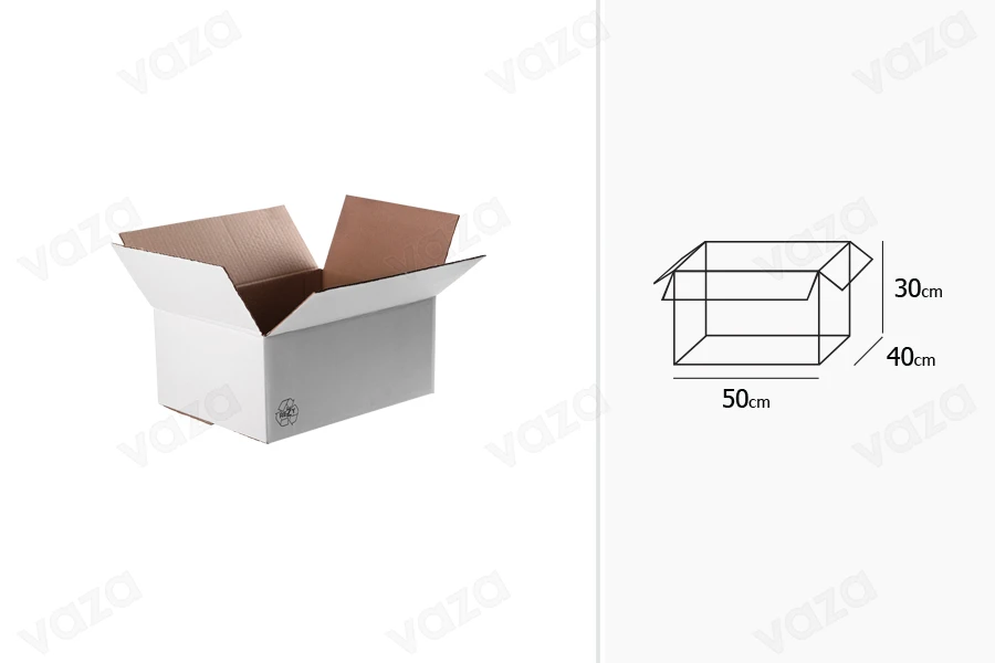 Scatola di cartone in colore bianco a tre strati, 35x26x16 cm - 20 pezzi. Scatola di cartone in colore bianco a tre strati, 35x26x16 cm - 20 pezzi.-dimensioni_immagine