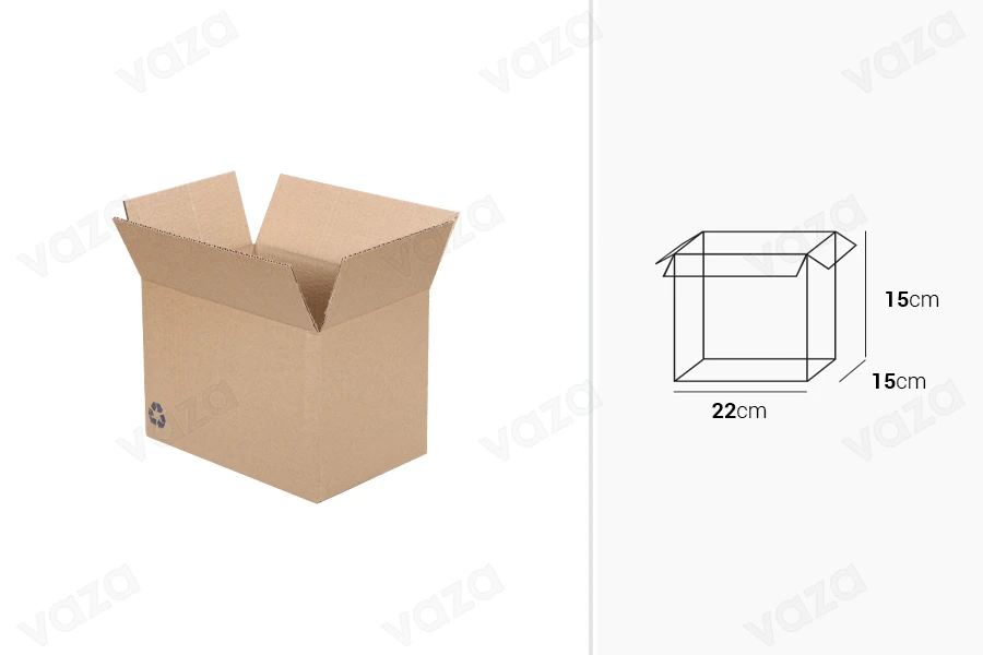 Kuti kartoni 22x15x15 kafe me 3 fletë (No 12) - 25 copë                     -imazh_dimensione